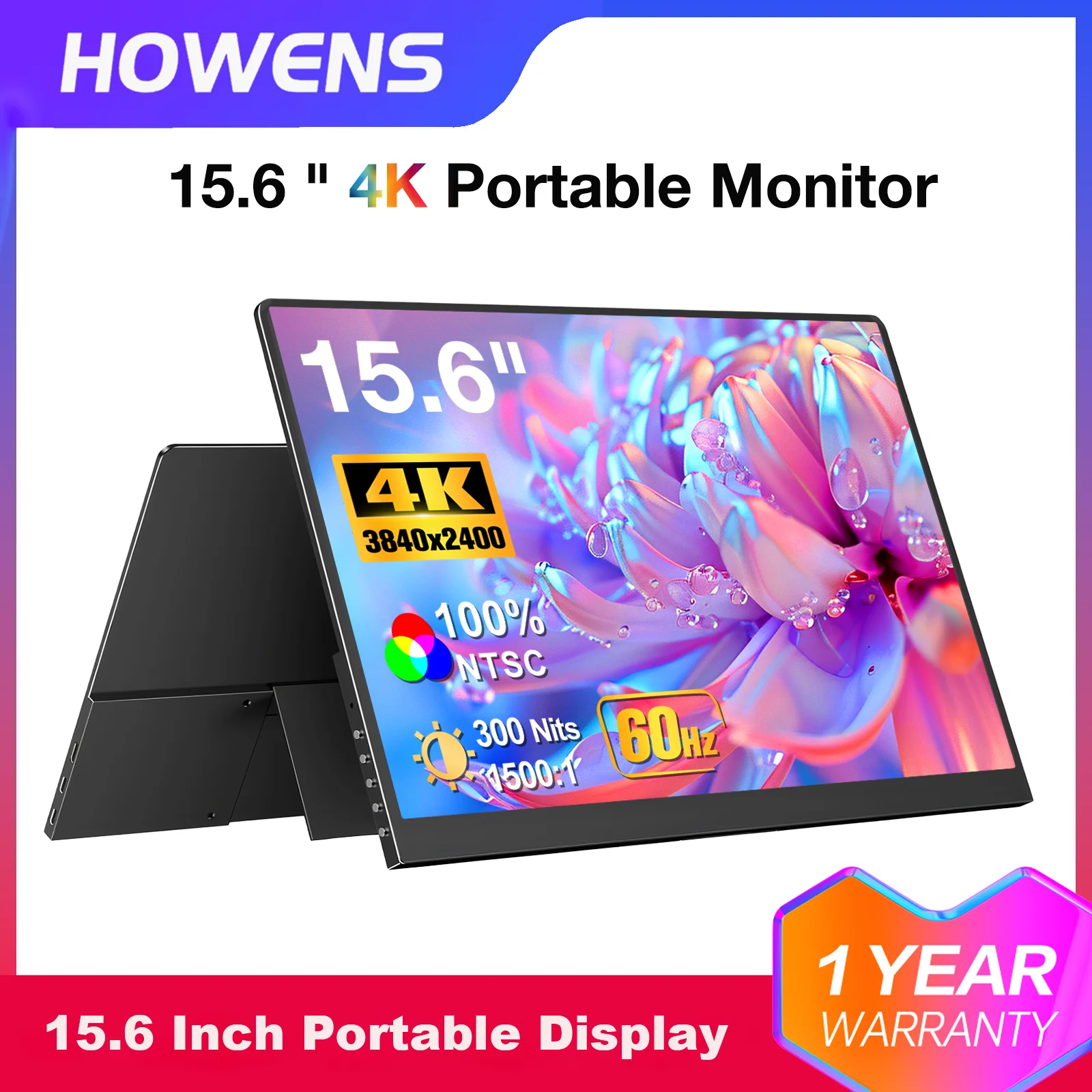 15.6 Inch 4K UHD Monitor 3840x2400P 8Bit Display Colors HDMI Type-C Gaming Console ExpansionDisplay For Mac PS5 Laptop Switch PC