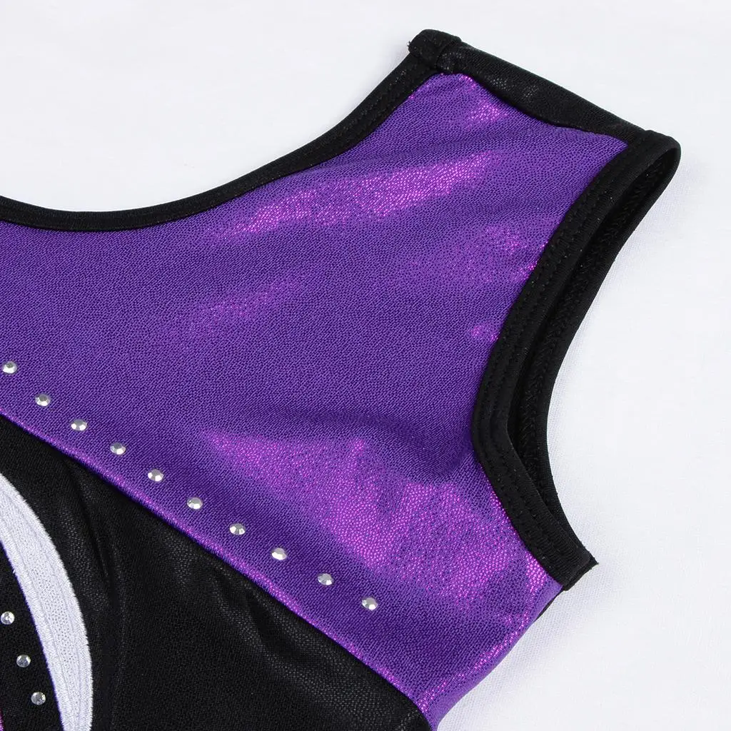One Piece Bodysuit Tank Leotard Rhinestone Gymnastics Wear for Kids Ballet Exercise and Team Uniform
