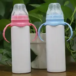 8oz Diy Sublimation Tumbler Stainless Steel Baby Milk Bottle With White Box Double Wall Vacuum Insulated Water Bottle For Gift