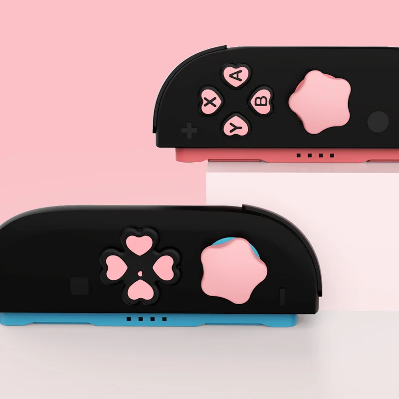 Cute Silicone Soft D-Pad Button Cap Set For Nintendo Switch 2 Joy-con Thumb Sticks Grip Cover w/ ABXY Buttons Stickers