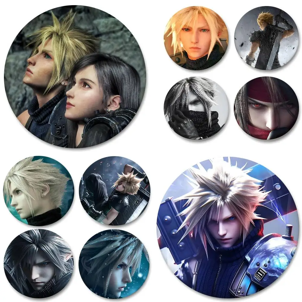 Final Fantasy VII Abzeichen, rundes Abzeichen, Weißblech, Münzbrosche, Kleidung, Rucksack, Zubehör, Anstecknadel