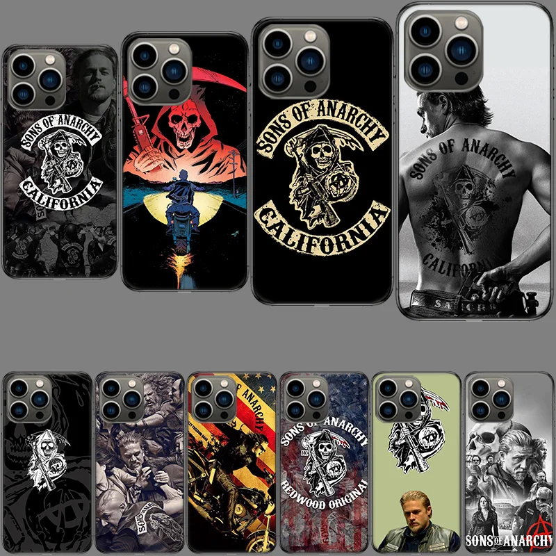Sons of Anarchy Capa de telefone para iphone 16E 15 Pro 14 Plus 17Air 16 17 Pro Max 12 13 Mini X XS XR 7 8 SE2020 Capa fofa TPU C