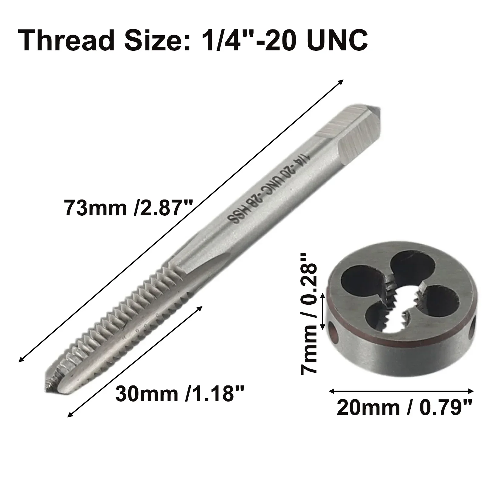 

Aluminum Copper Die Tap Thread Tap \"-20 1* 1PC Die Set High Speed Steel Machine R1/4 1/4\"-20UNC High Quality