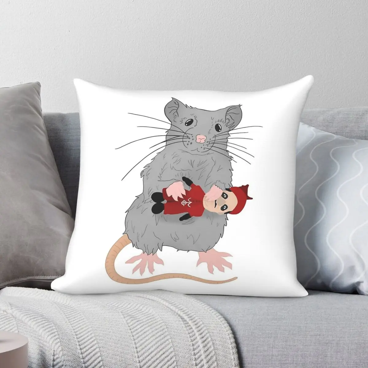 Rat With Ghost Plushia Square Pillowcase Polyester Linen Velvet Printed Decorative Throw Pillow Cushion Cover Wholesale 45x45