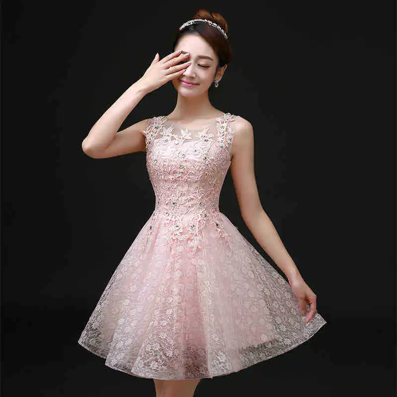 Clearance Sale Sweet Cocktail Dresses for Women Banquet Pink Lace Short Prom Dress Party Formal Dresses Vestidos De Noche