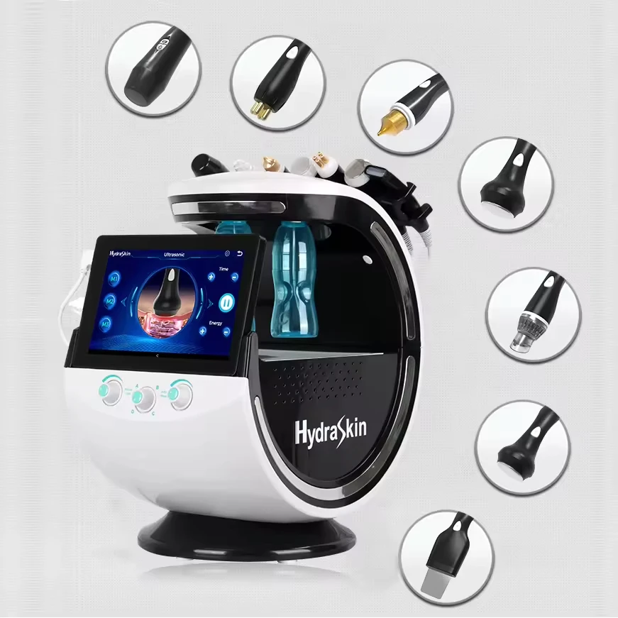 

Newest 7in1 Smart Ice Blue Hydra Oxygen Facial Machine with Skin Analyzer Multifunctional for Spa Use
