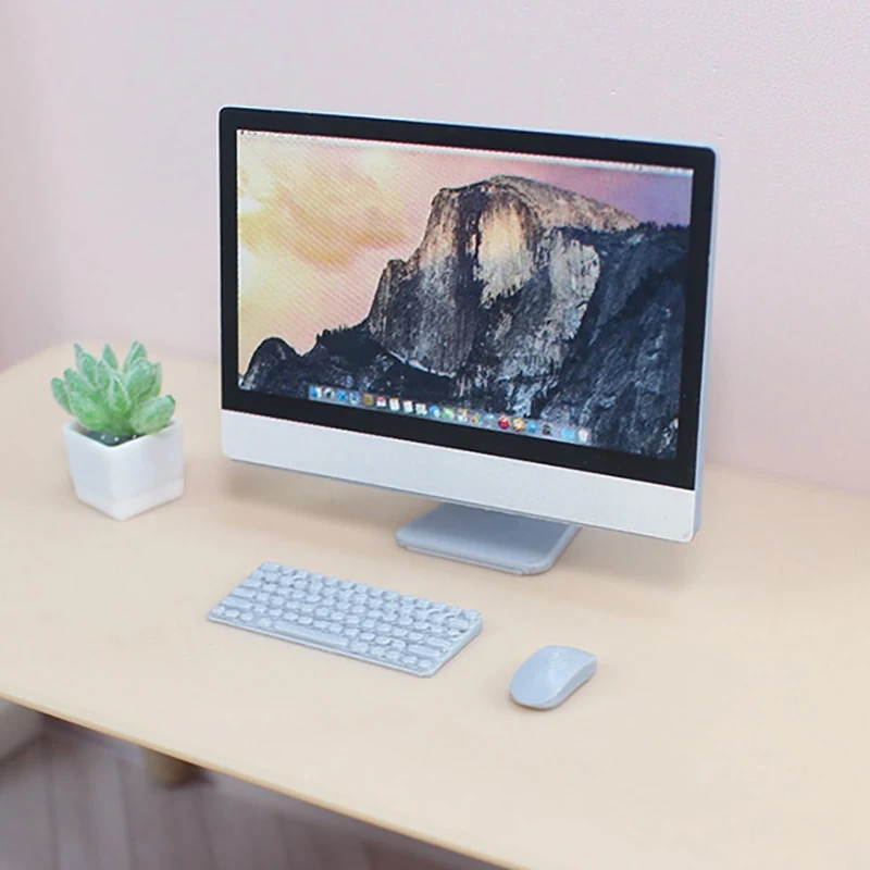 1:12 Dollhouse Miniature Mini Desktop Computer Mouse And Keyboard Furniture Home Model Decor Toy Doll House Accessories