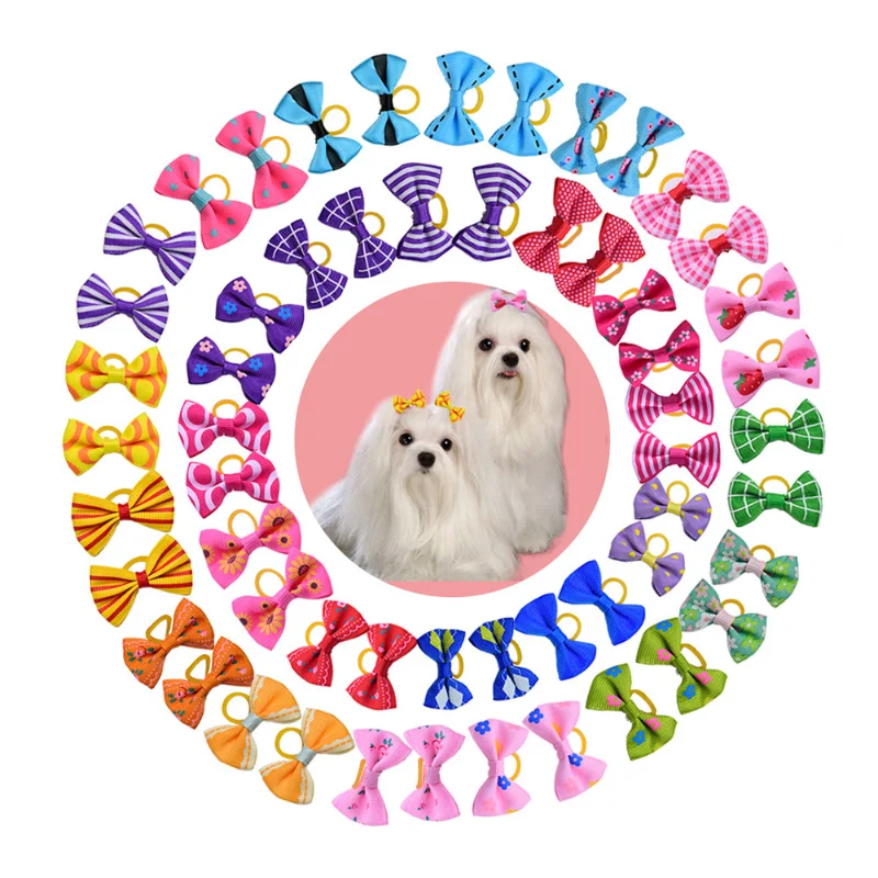 10pcs Dog Grooming Hair Bows Dog Bows Mix Colours Small Dog Accessories Dog Hair Rubber Bands Pet Headwear Pet Supplier