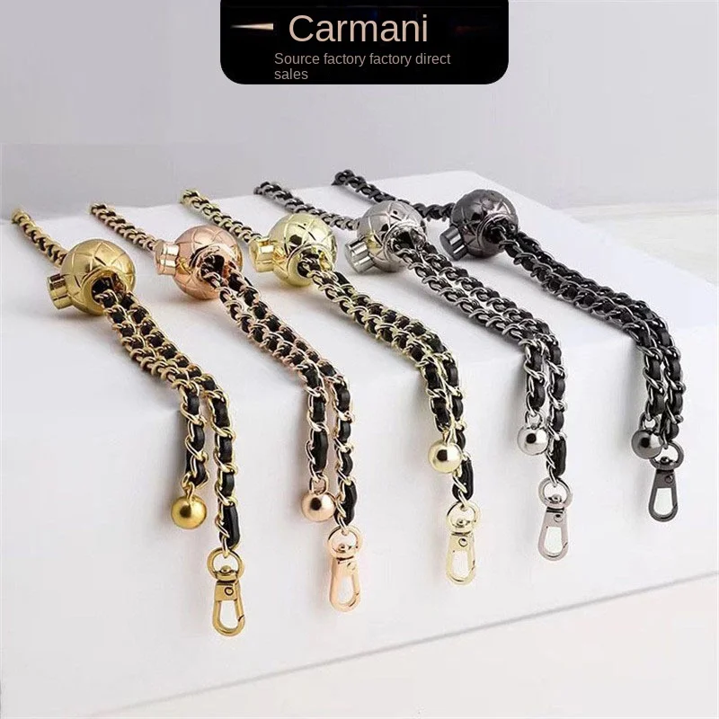 

Small fragrant wind gold bead ball shoulder strap bag chain accessories leather wearing fine chain adjustable shoulder strap