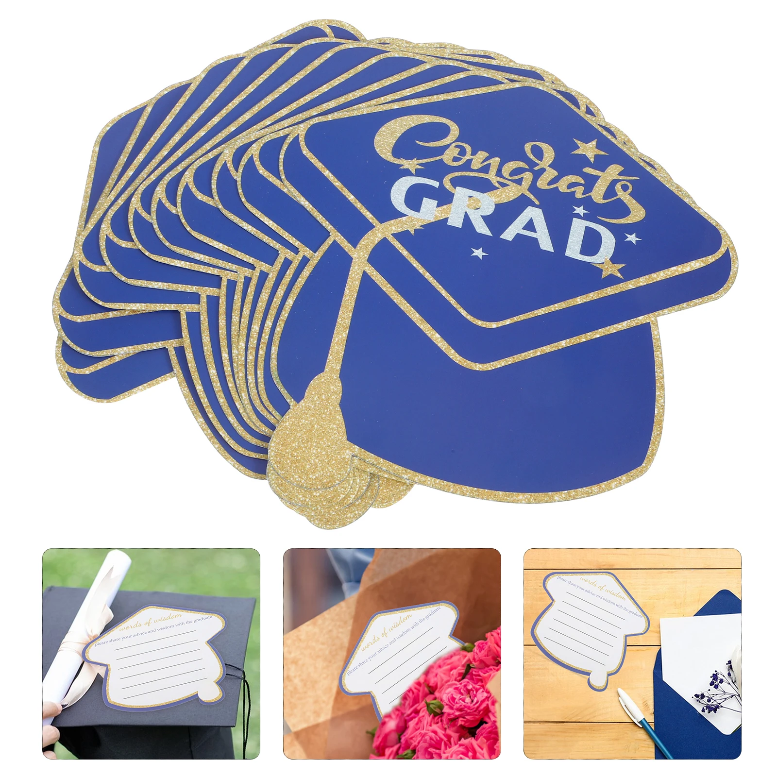 

10pcs Graduation Cap Shape Blessing Cards Congratulations Gift Card School Party Supplies Celebration Greeting Paper Folding