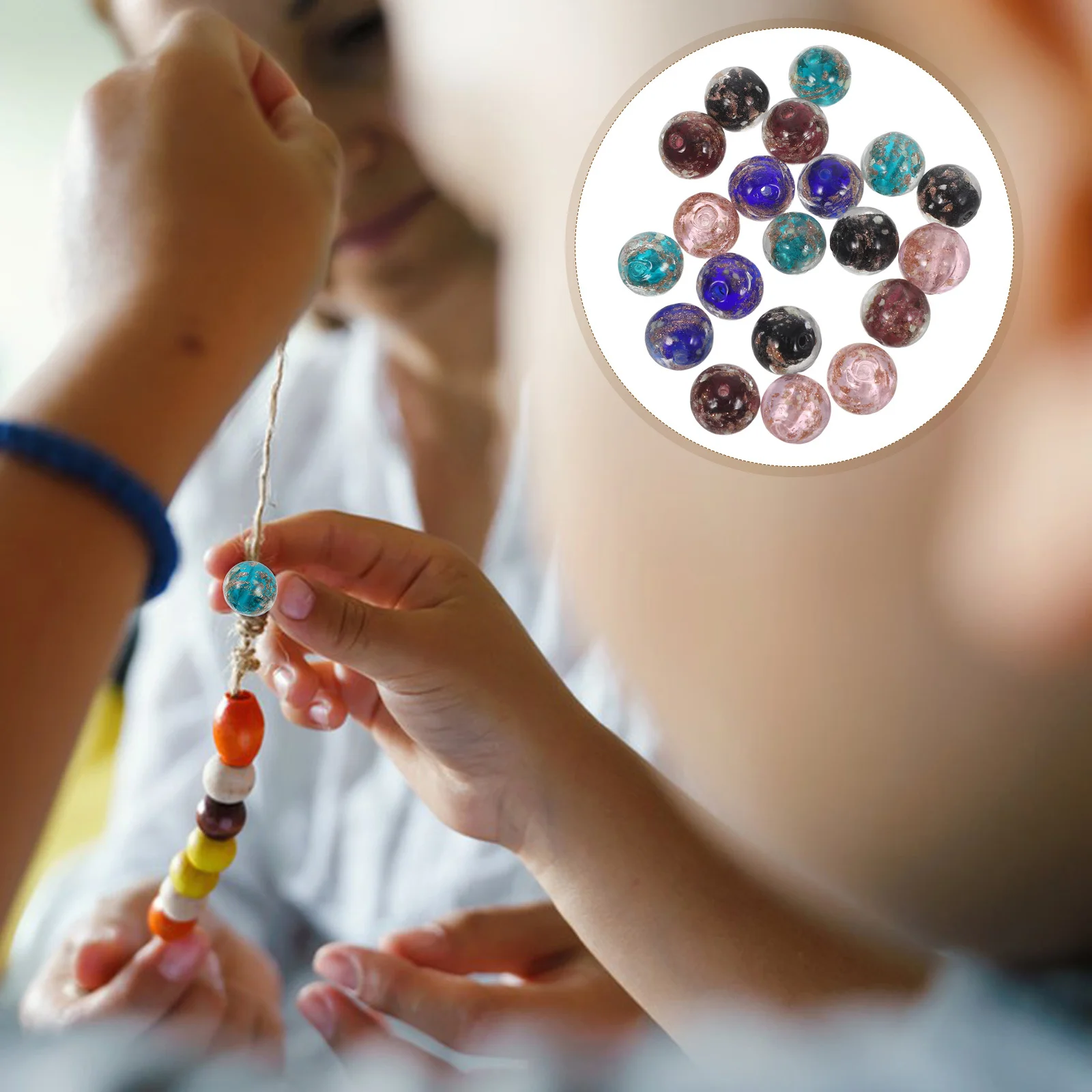 

20Pcs Night Glow Glass Beads 12mm Round Fluorescent Big Hole Charms DIY Jewelry Making Loose Beads Mixed Colors