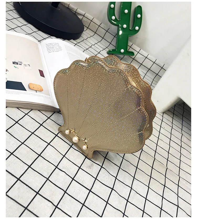 New Summer Lovely Laser Pearl Shell Bag Women Fashion PU Single Shoulder Oblique Crossbody Bag Ladies All Matching Bag BG059