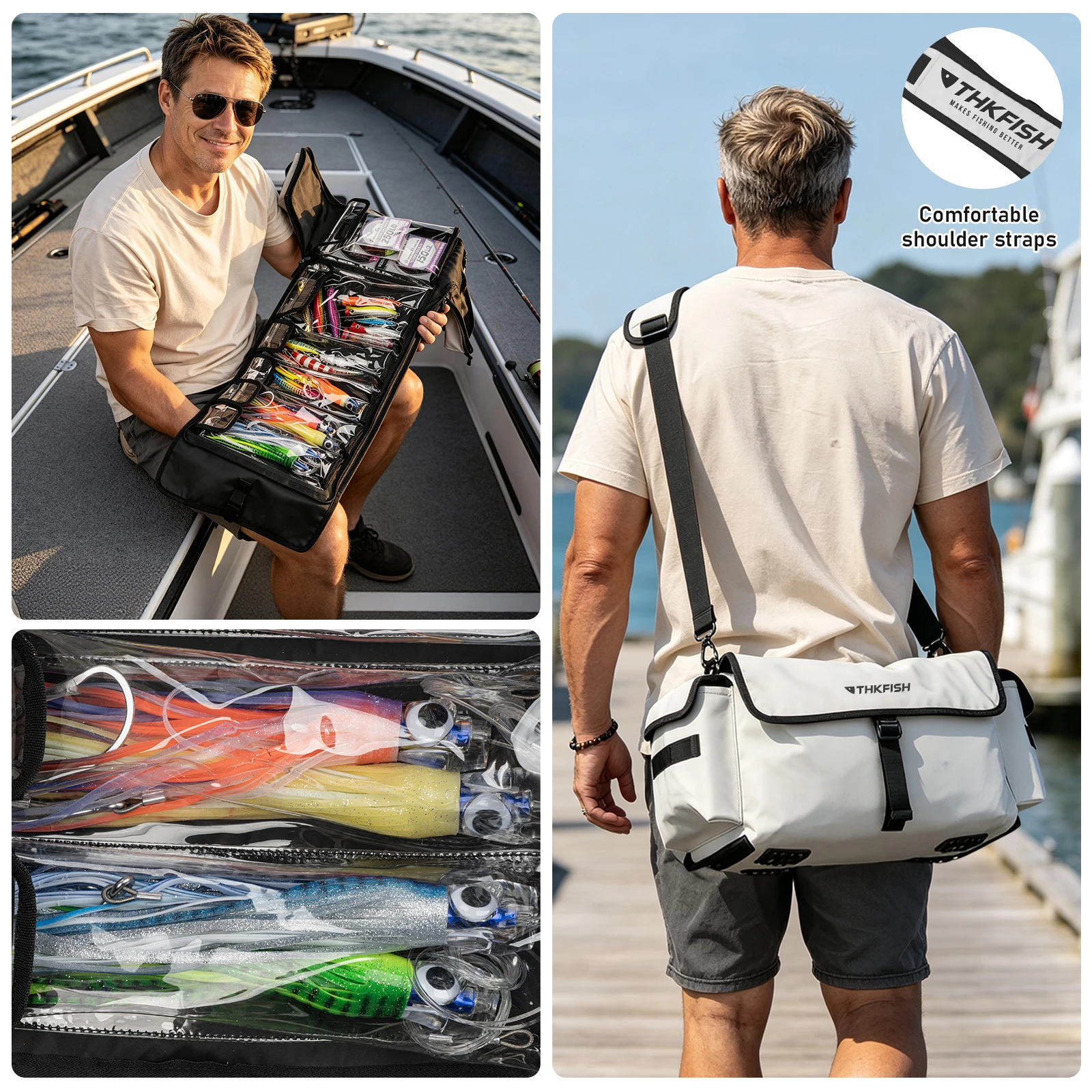 Große Köder-Tasche, aufrollbare Angeltasche für Salzwasser, wasserdicht, große Kapazität, faltbarer Aufbewahrungskoffer – Detail 3