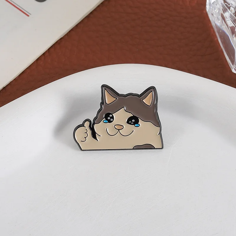 Creative Cartoon Cute Pet Badge Cute Like Tearful Cat Brooch Bag Clothing Accessories Anti Glare Fixed Lapel Pin Women's Gift