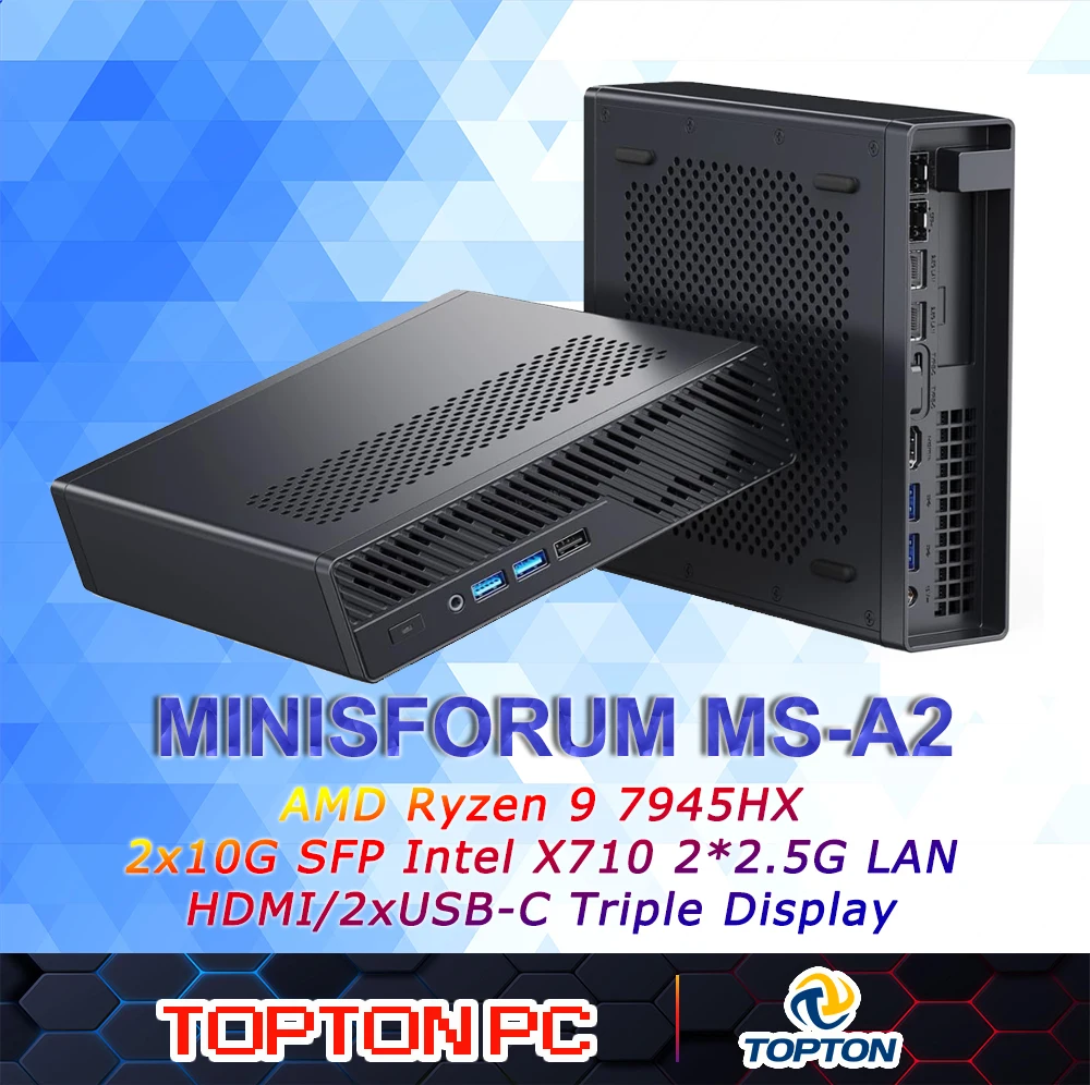 MINISFORUM MS-A2ミニPC AMD Ryzen 9 9955HX/7940HX搭載 2x10G SFPポート Intel X710 2*2.5G LANポート 3*NVMe Windows 11搭載 ワークステーション/ゲーミングコンピューター