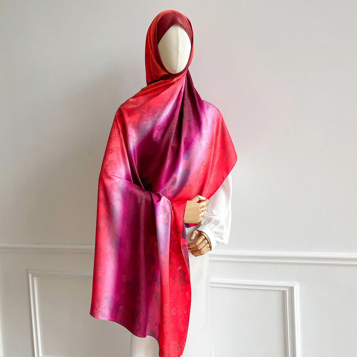 70*180cm mujeres Hijab bufanda Jacquard envoltura musulmana Ramadán Islam pañuelo de invierno Hijabs turbante pañuelo