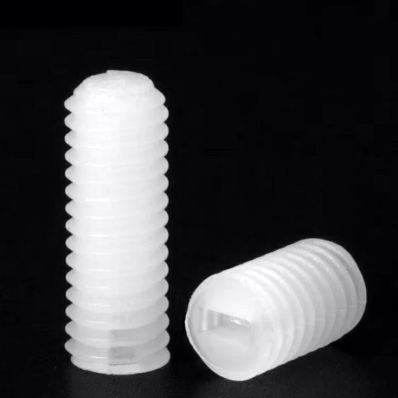 Nylon Ingelaste Stroombout M3 M4 M5 M6 M8 M10 M12 Witte Nylon Draad Platte Kop Metrische Headless Stelschroef