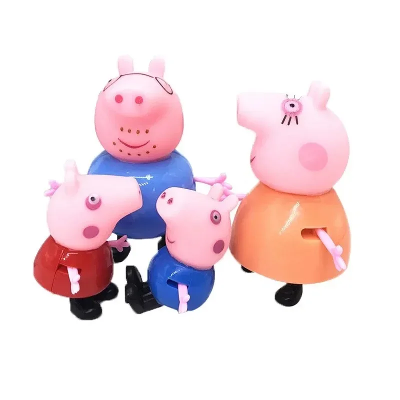 4Pcs/set Peppa Pig Pink Toy Action Figure George Family Toy Mom and Dad Anime Party Toys Children\'s Holiday Birthday Gift