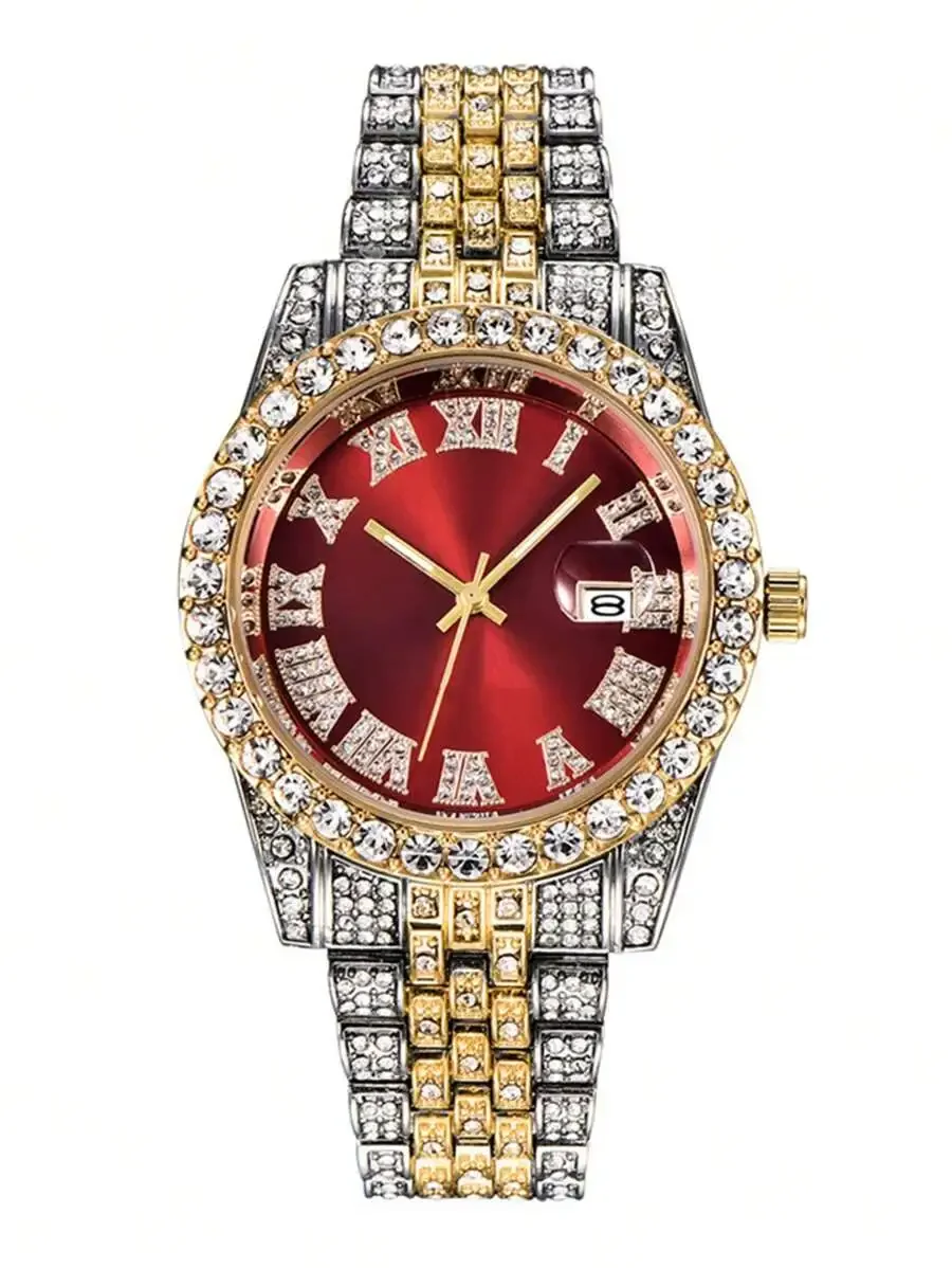 1pc/Set Fashionable Starry Rhinestone Stainless Steel Band Quartz Watch, Suitable For Daily Outfit, Birthday, Anniversary,