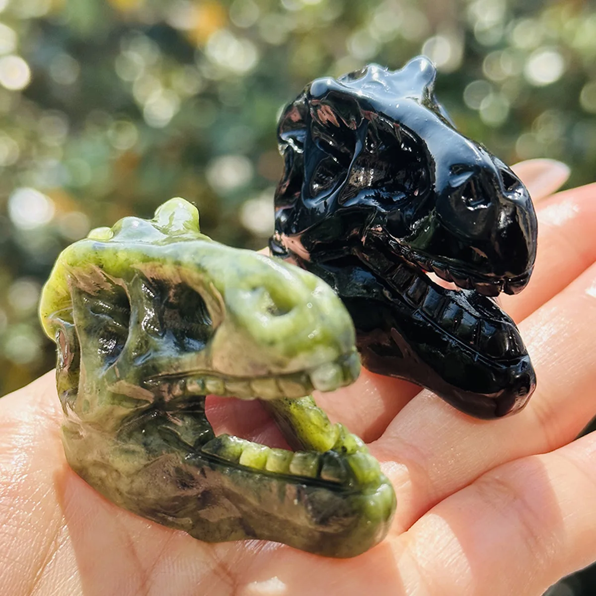 1PC Hand Carved Natural Crystal Dinosaur Skull Ideal Gift Christmas Adds Unique Charm Home Decor Lovers Festive Gifting