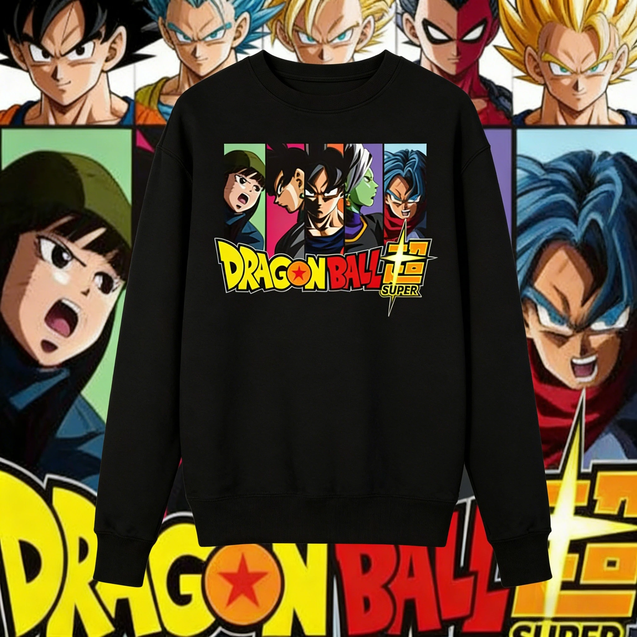 

2026 Fall Winter Dragon Ball Super Pure Cotton Retro Sweatshirt Character Panel Print Oversized Unisex Casual Long Sleeve Top