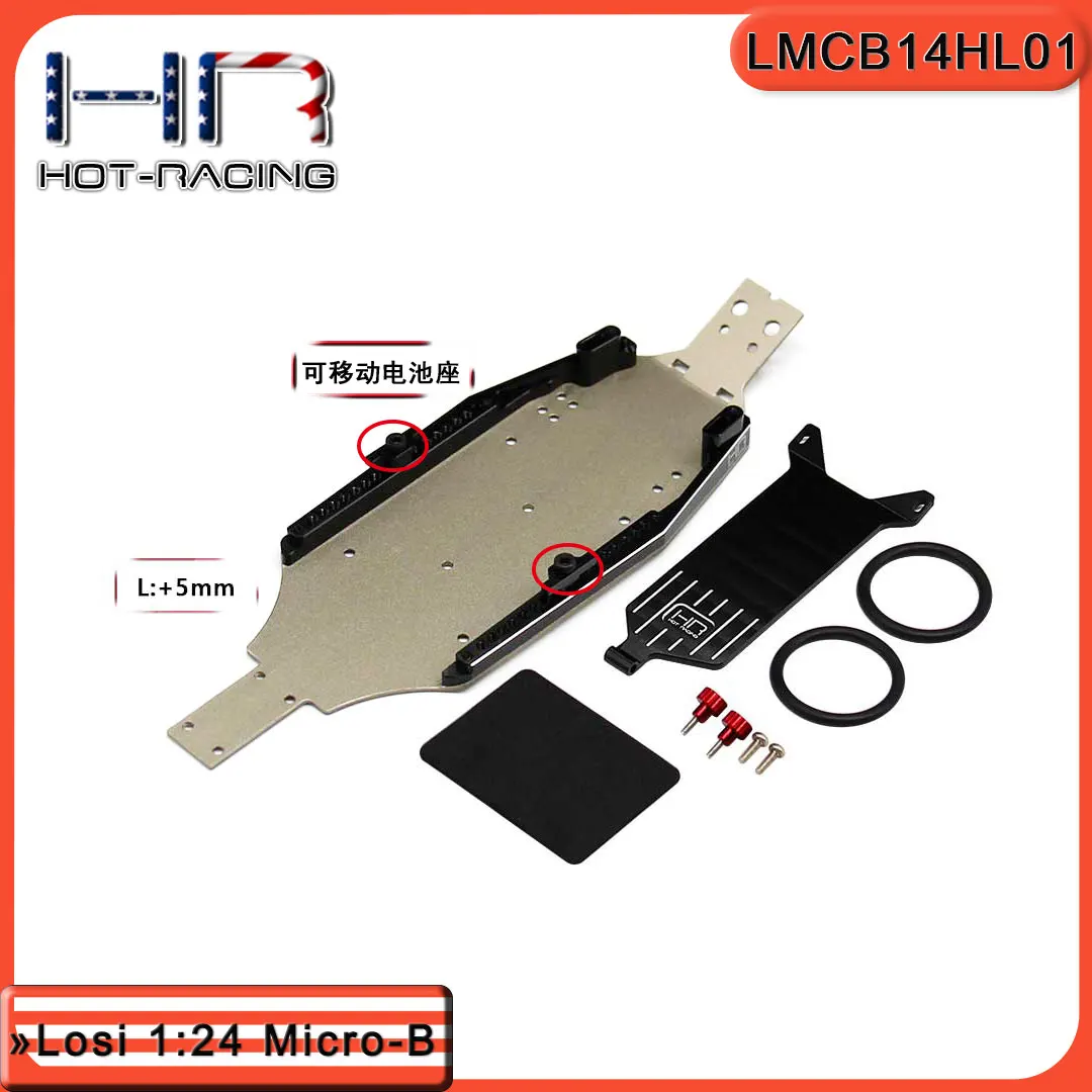 Hot Racing HR +5mm Hard Anodized Aluminum High-Speed Chassis Kit for Losi Micro-B Savox/Reef Servo Require LMCB Adapters​