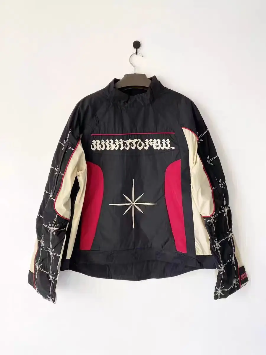 American Vintage Motorcycle Racing Jacket Men Women Heavy Industry Punk Cool Embroidery Coat Spring Autumn Black Red Punk Jacket