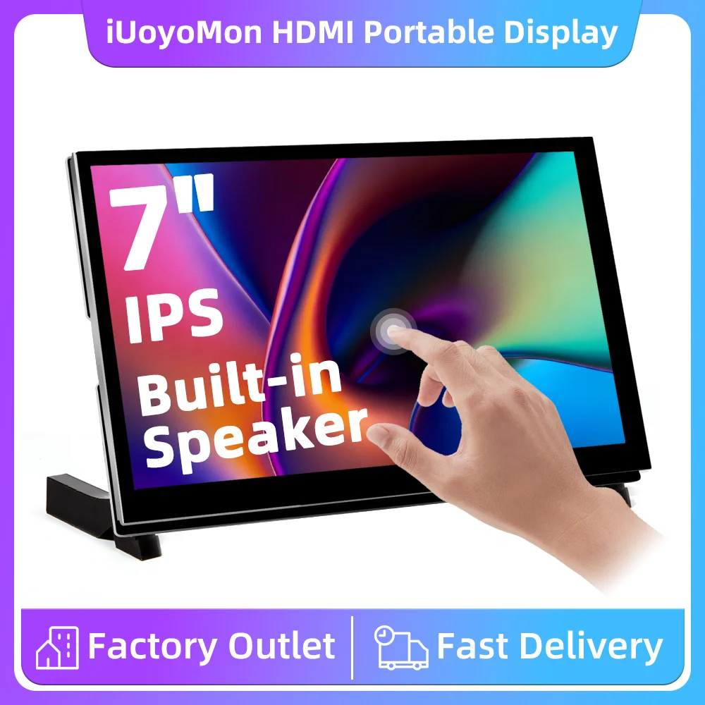 Raspberry Pi 5 7 Inch Touch Screen IPS 1024x600 HD LCD HDMI Display for Raspberry Pi 4B 3B+ OPI 5 AIDA64 PC
