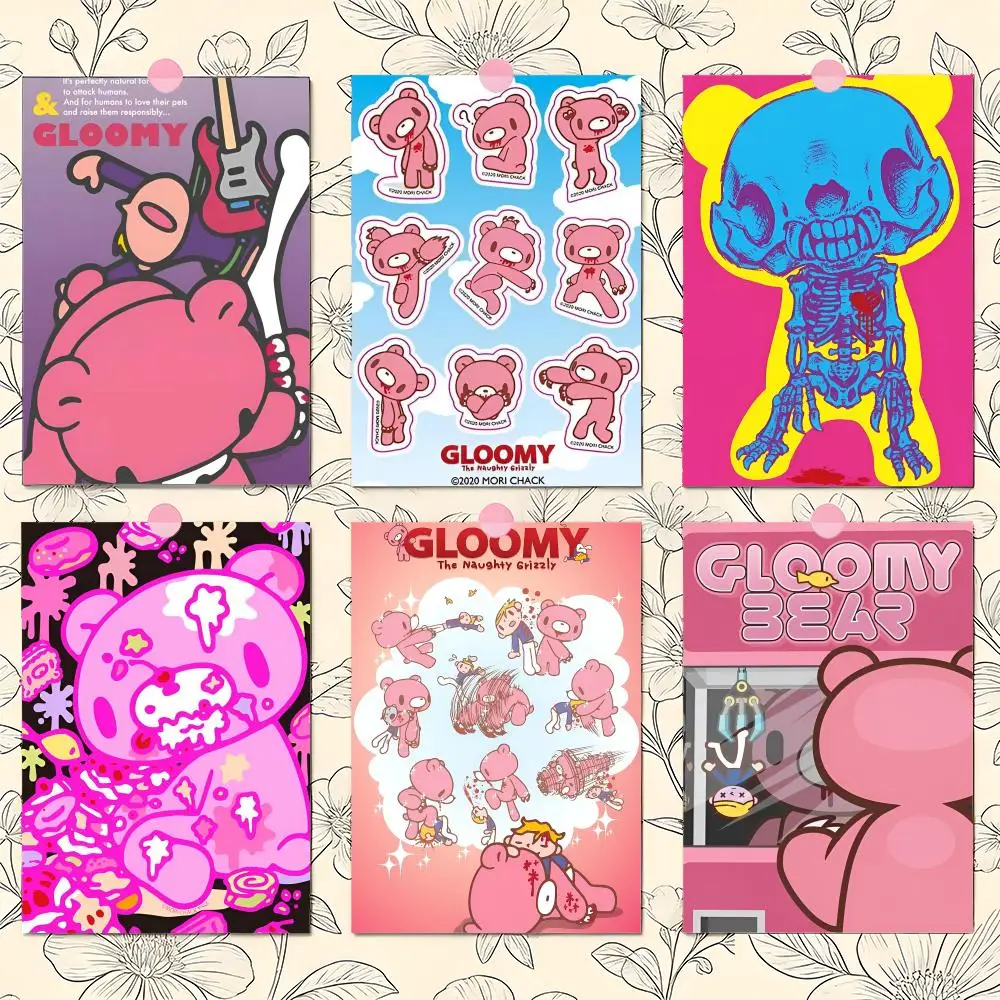 Cartoon G-gloomy Bear Poster Matte Self-Adhesive Wall Art Print Living Room Bedroom Home Decor