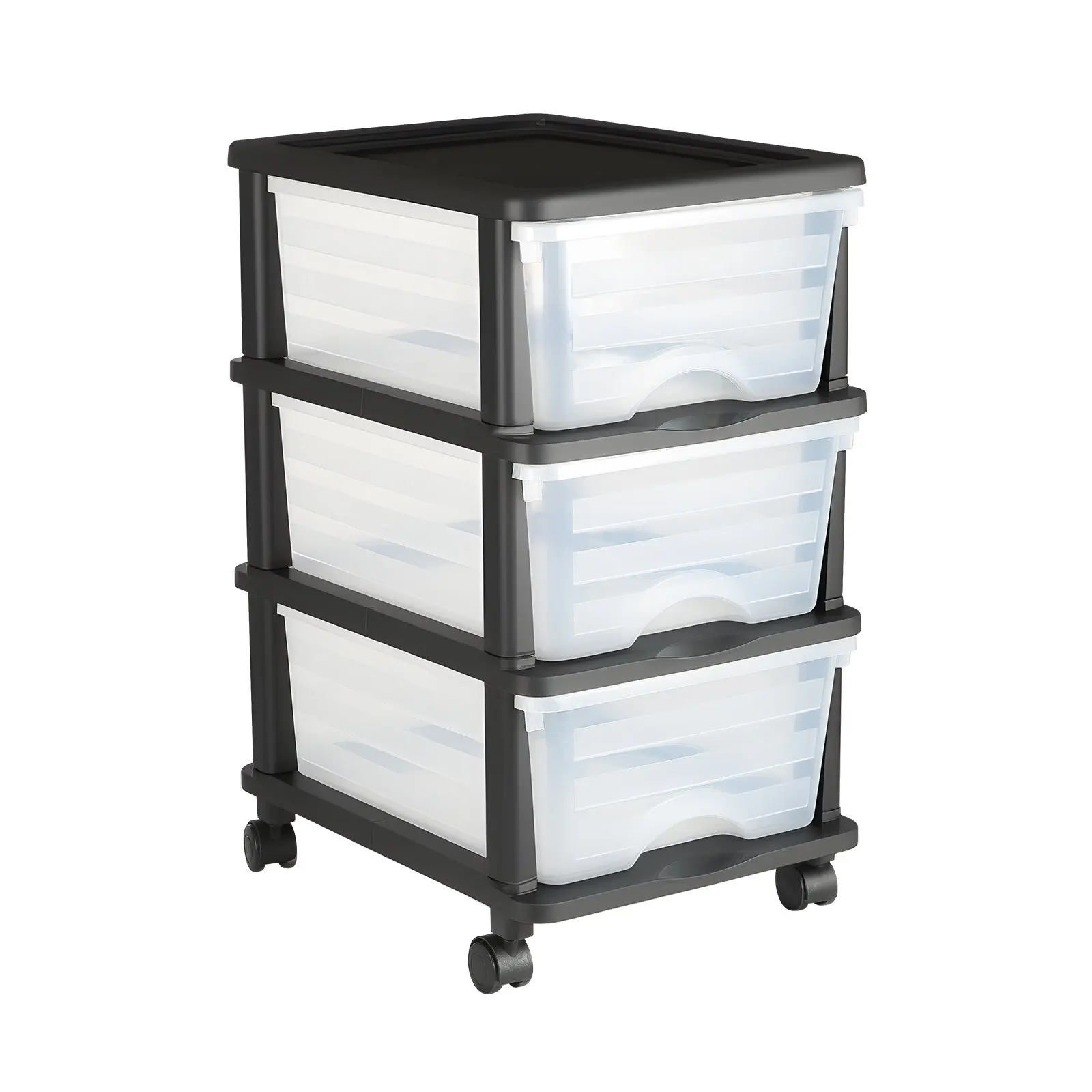 

Plastic Storage Drawers Cart, 3 Drawers Storage Organizer With Wheels, Rolling Closet Organization And Storage Dividers,
