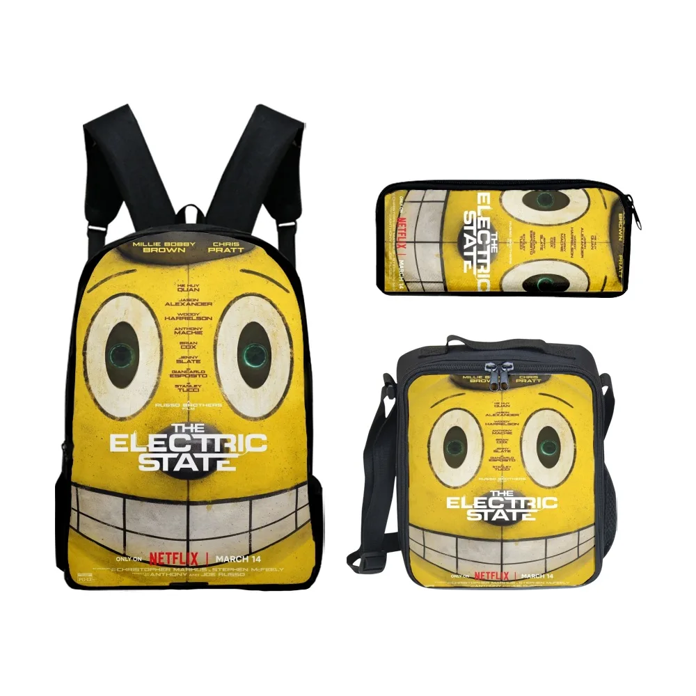 

Популярная новинка, крутая электростанция, 3D принт, 3 шт./компл., школьные сумки для ноутбука, рюкзак, сумка для обеда, пенал