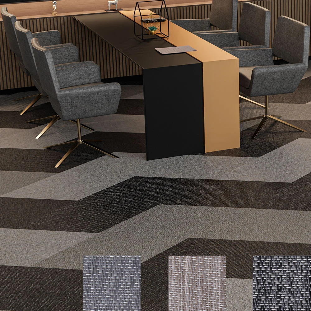 Heavy Duty Waterproof Woven Vinyl Carpet Tiles Fire Retardant Anti Bacterial Easy Clean Flooring for Restaurant Gym Hotel