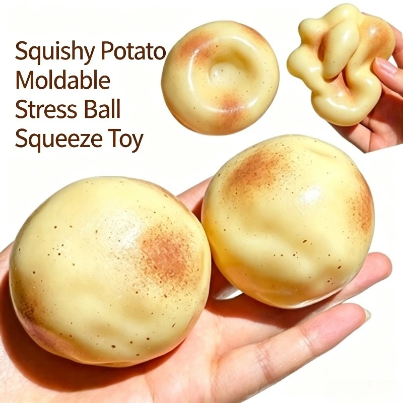 Quetschbarer Kokosnussöl-Kartoffel-Stressball, Formbarer Anti-Stress-Spielzeug ohne Rückfederung, Handgemachter Stressball, Fidget-Spielzeug zur Stimmungsverbesserung