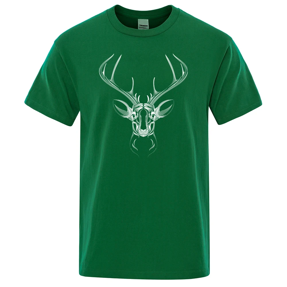 Autumn Harajuku Cotton Men T-shirts Reindeer Dot Shaped Graphic Top Daily Sportswear Oversized O Neck Tees Men Clothing New 2024