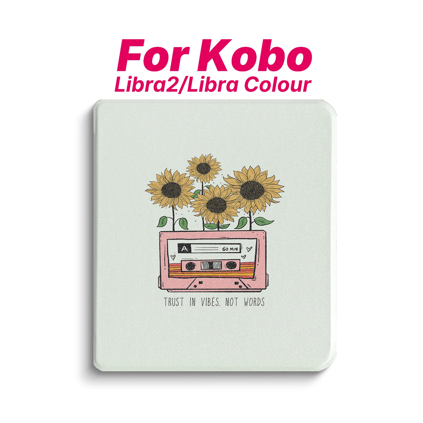 Murmole Illustration Floral Magnetic Case suit for Kobo Libra Colour Libra2 7 Inch Smart Sleep Stand Shell Slim Folio Cover