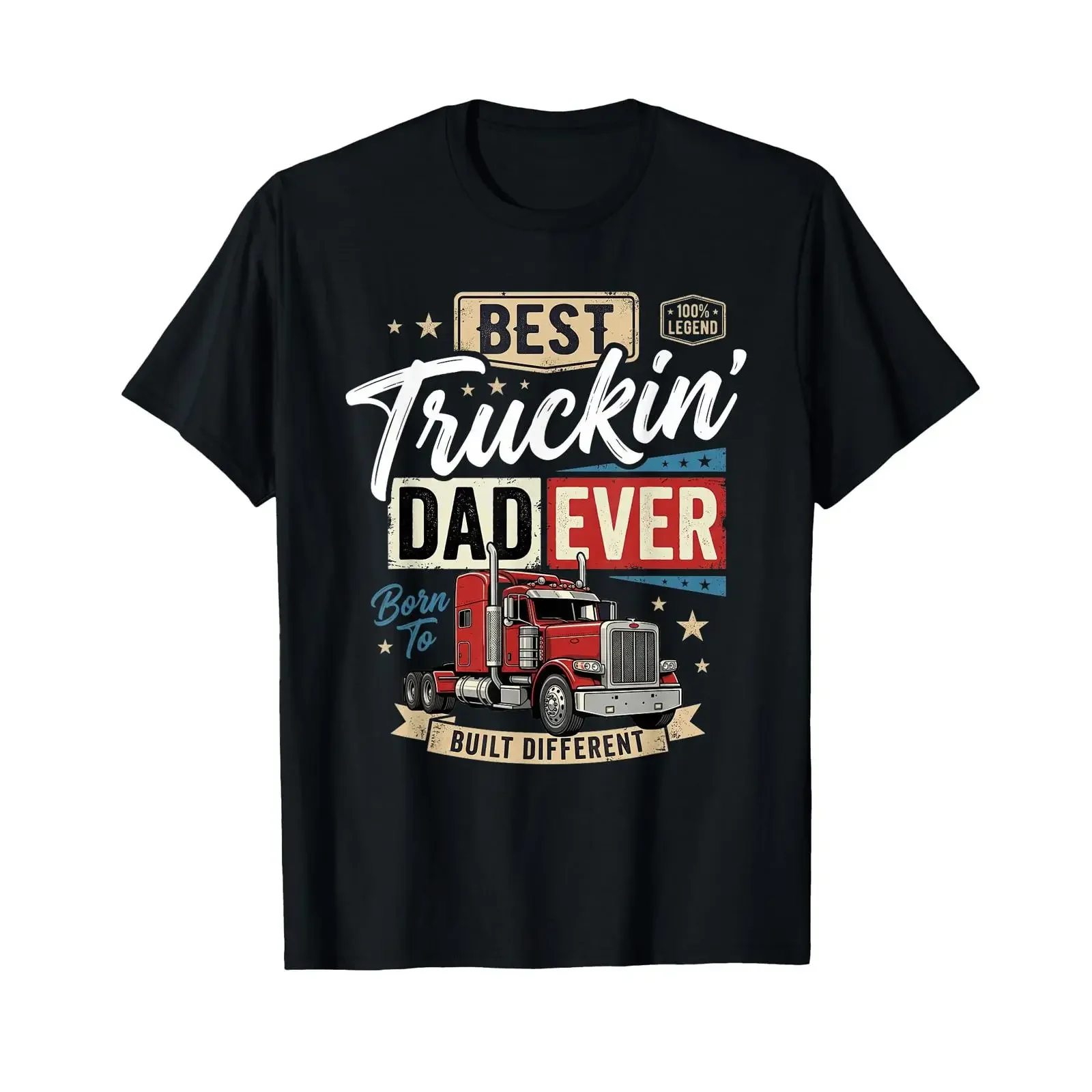 Best Truckin Dad Ever Funny Trucker Père Semi Truck Driver T Shirt vintage Washed graphic Stylish Comfortable designer clothes