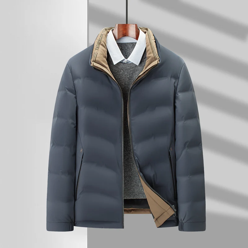 Chaqueta de plumón de pato blanco para hombre, Parkas de cuello alto, impermeables, gruesas, cálidas y brillantes, Abrigo acolchado, moda de invierno, 2023