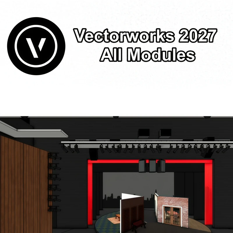 Vectorworks 2027 All Modules CAD Software Spotlight for Entertainment Stage Lighting, Architecture, Interior Landscape Design