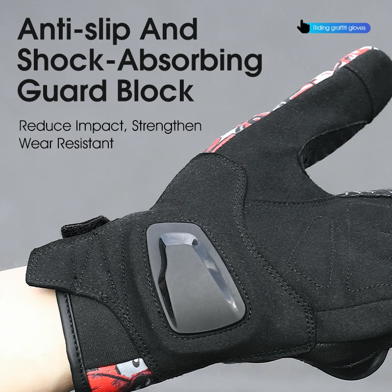 WEST BIKING Graffti Motorcycle Gloves Men Full Finger Touch Screen Gloves Training Sport Climbing Airsoft Hunting Mittens