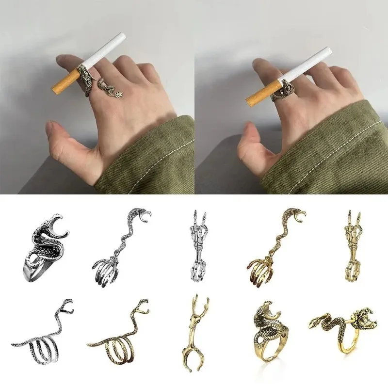 1PC Dragon Ring Finger Clip Smoke Cigarette Holder Rack Cool Gadgets for Man Gift Smoking Accessory Cigarette Smoker Tool Metal