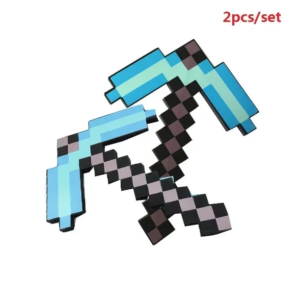 Hot Sale Popular Minecraft 2pcs/set Blue Sword Pickaxe Soft EVA Foam Toy Axe Shovel Kits Toy For Game Fans Birthday Gifts