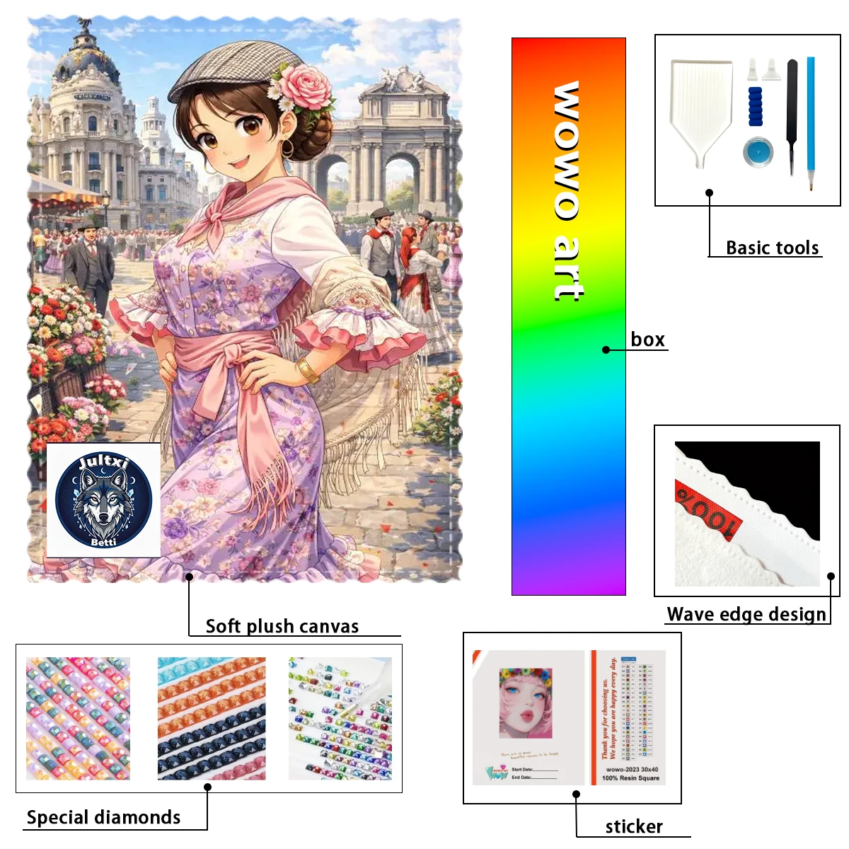 【Betti_ Diamond Art】Beautiful flower hat, large size 60*80cm, 120-color high-end diamond painting