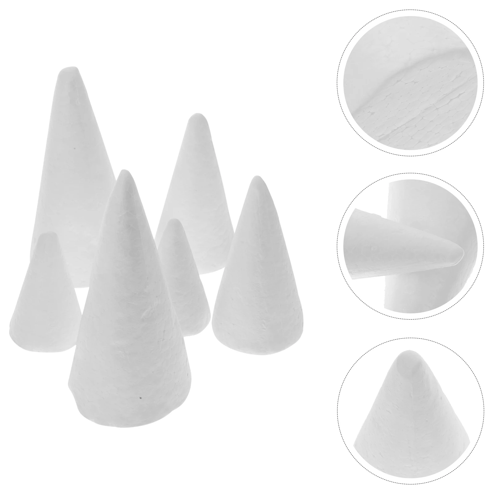 

30 Pcs Kids Christmas Crafts Foam Cone Decorative Foams Big Bubble Cones for DIY White Child