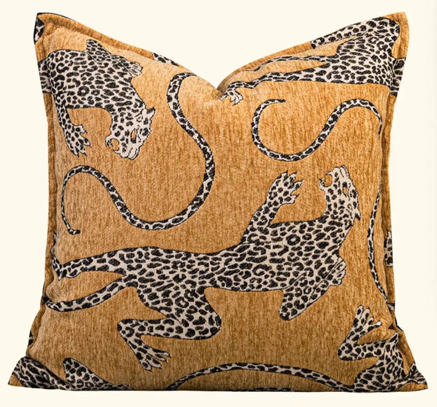 Modern fashion cool leopard orange brown square throw pillow/almofadas case 45,vintage unusual trend cushion cover home decore