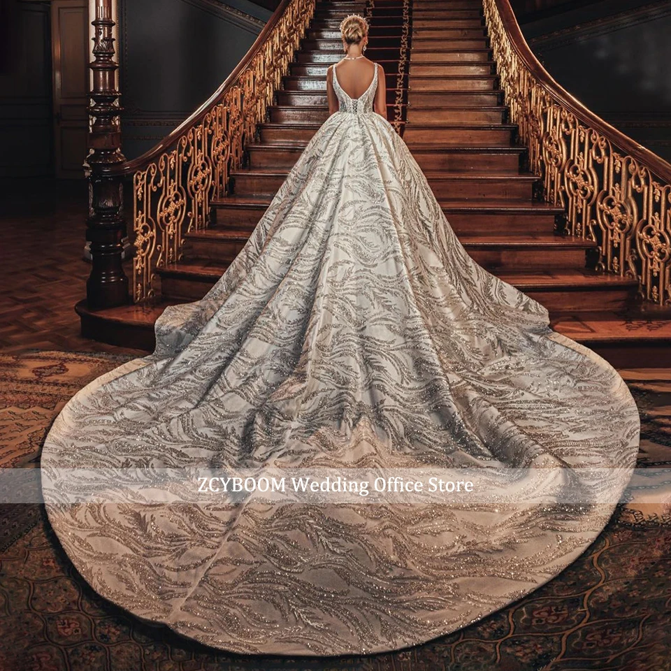 Robe de mariée à col en V à paillettes pour femmes, robe de Rhde princesse de Dubaï, adaptée aux besoins du client, robe de mariée exquise, tout ce que pour les femmes, 2025