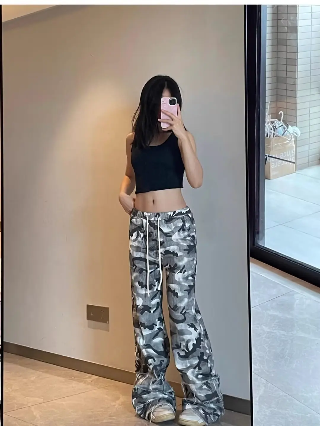 Women Cargo Pants Camouflage Dirty Double Waist Destructive Pants American Style Hip Hop Vintage Y2k Harajuku 90s Baggy Pants