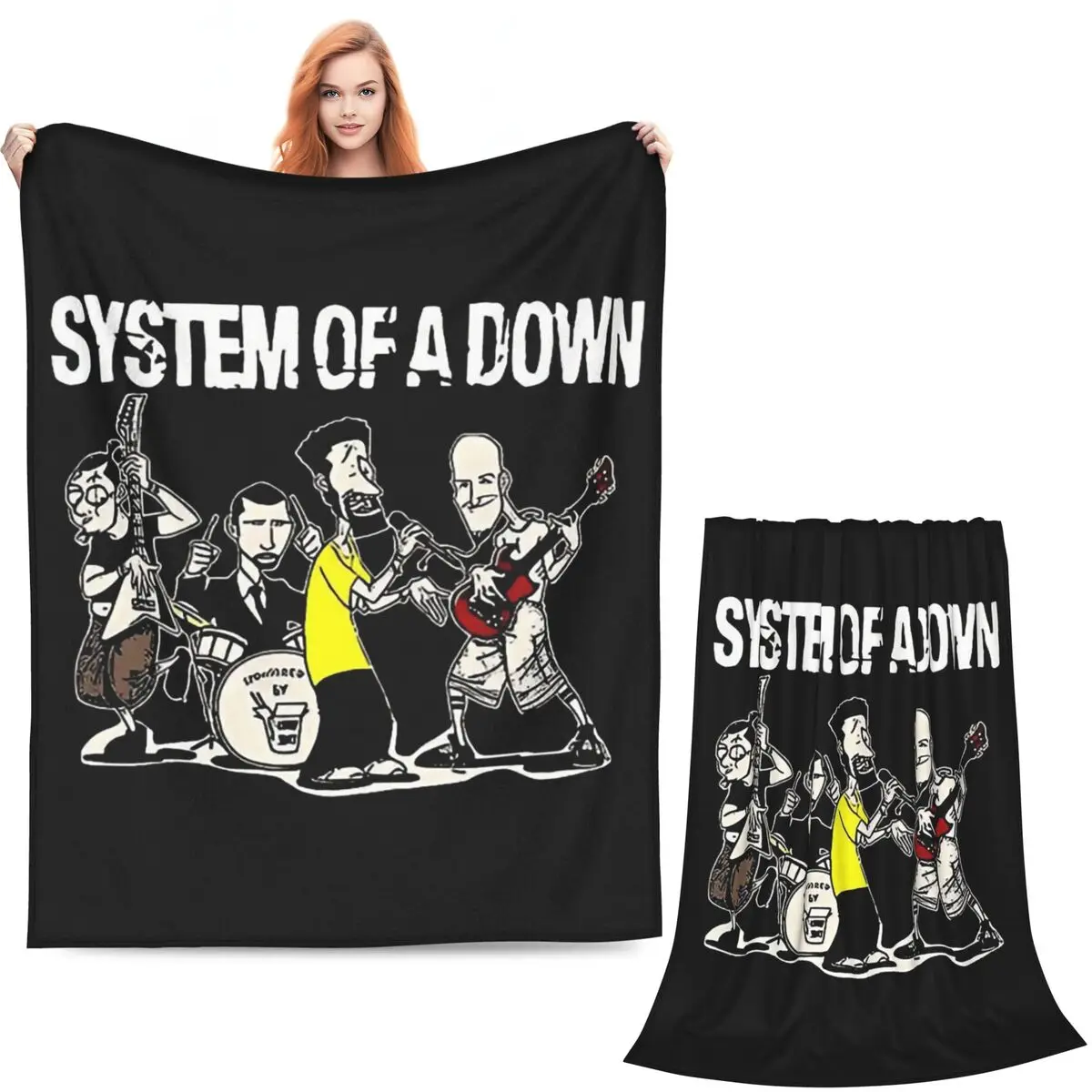 System Of A Down Band (11) Blankets Soft Warm Flannel Throw Blanket Cover for Bed Living room Picnic Travel Home Couch
