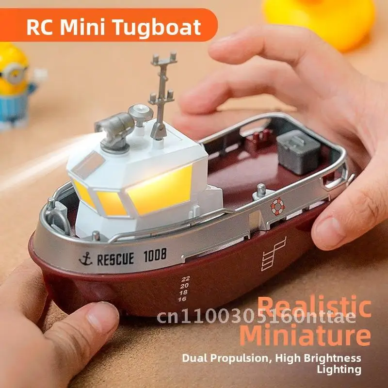 

1: 32 mini remote-controlled ship charging high-speed speedboat RC remote-controlled ship tugboat toy can be launched model ship