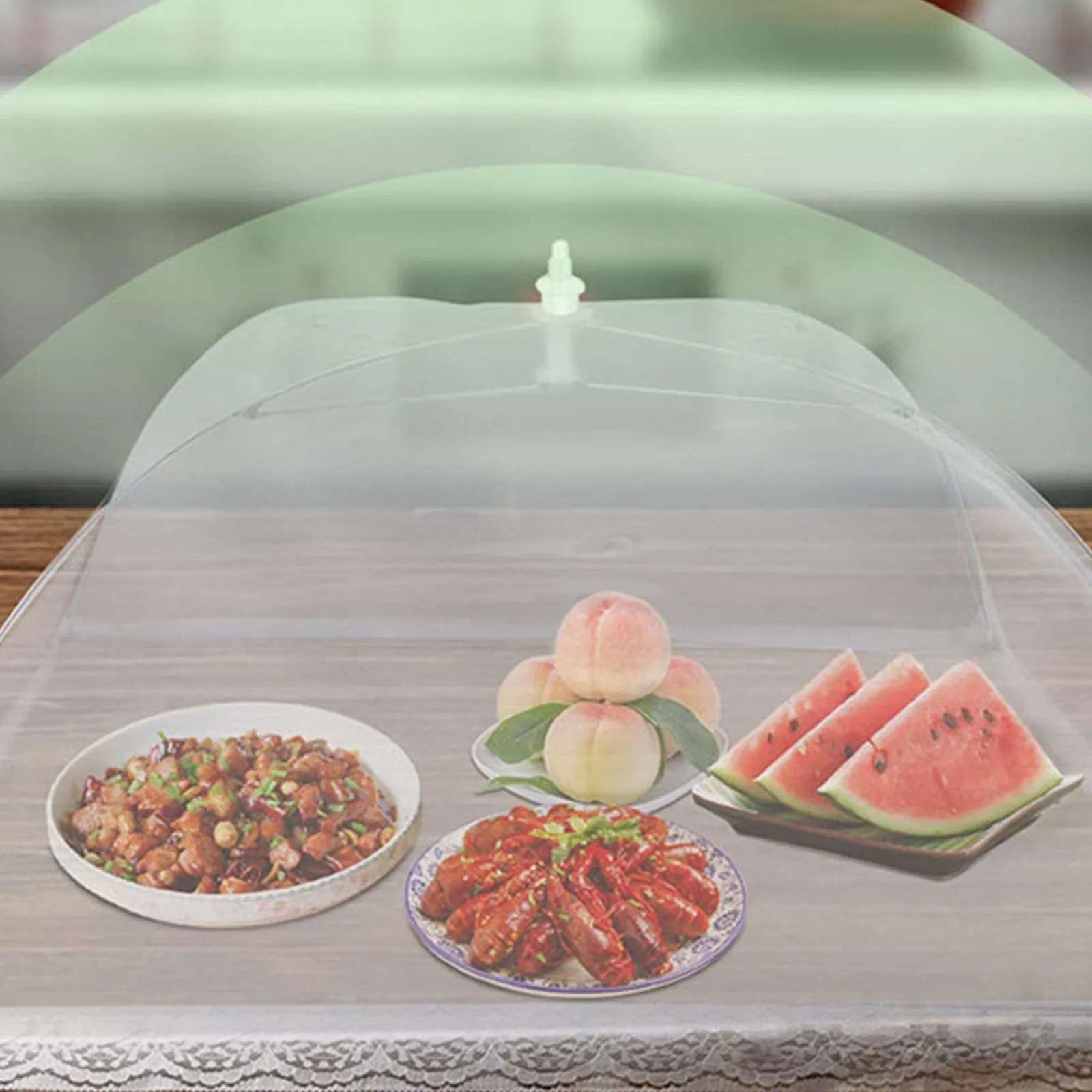 6Pcs Foldable Mesh Folding Dishes Cover Cuisine Protective Net Food Cover for Home Cookouts Picnic Mesh Folding Dishes Covers