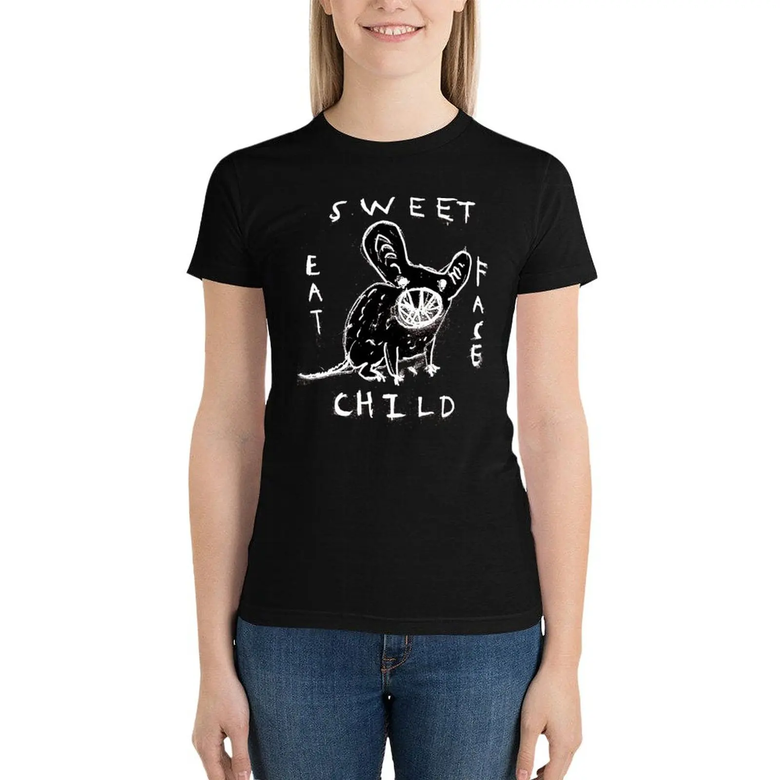 EAT CHILD FACE SWEET INVERTED T-Shirt shirts graphic tees vintage clothes summer tops sweat t shirt for Women